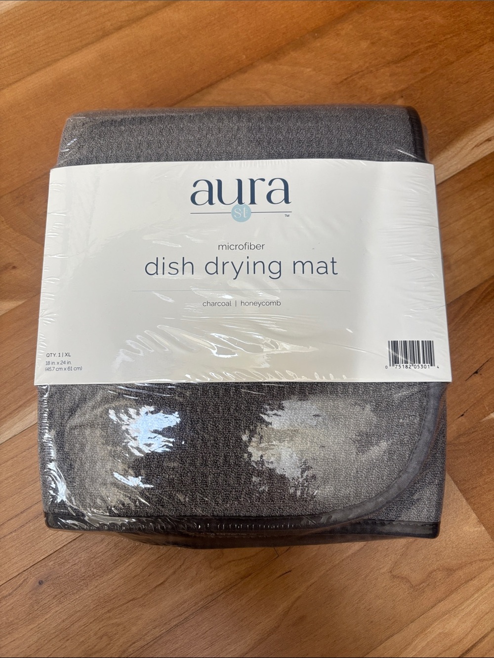 NWT Aura Microfiber Dish Drying Mat, Charcoal/Gray